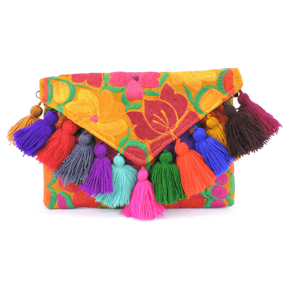 Handmade Boho Crossbody Purse Tassel Embroidered - Picture 2 of 4